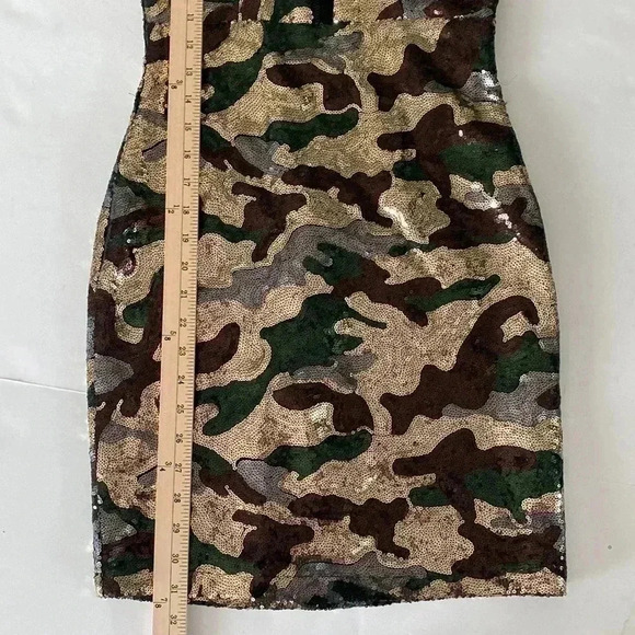 NWT Pink Owl Sequin Camo Plunge Neckline Stretchy Cocktail Dress Medium - Picture 10 of 10